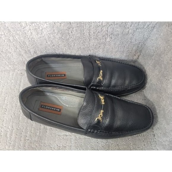 Florsheim Men's Size 13 D Black Leather Slip On Horsebit Moc Toe Loafer Shoes - Picture 7 of 9
